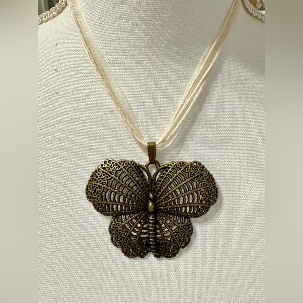 Filigree Butterfly Pendant Necklace